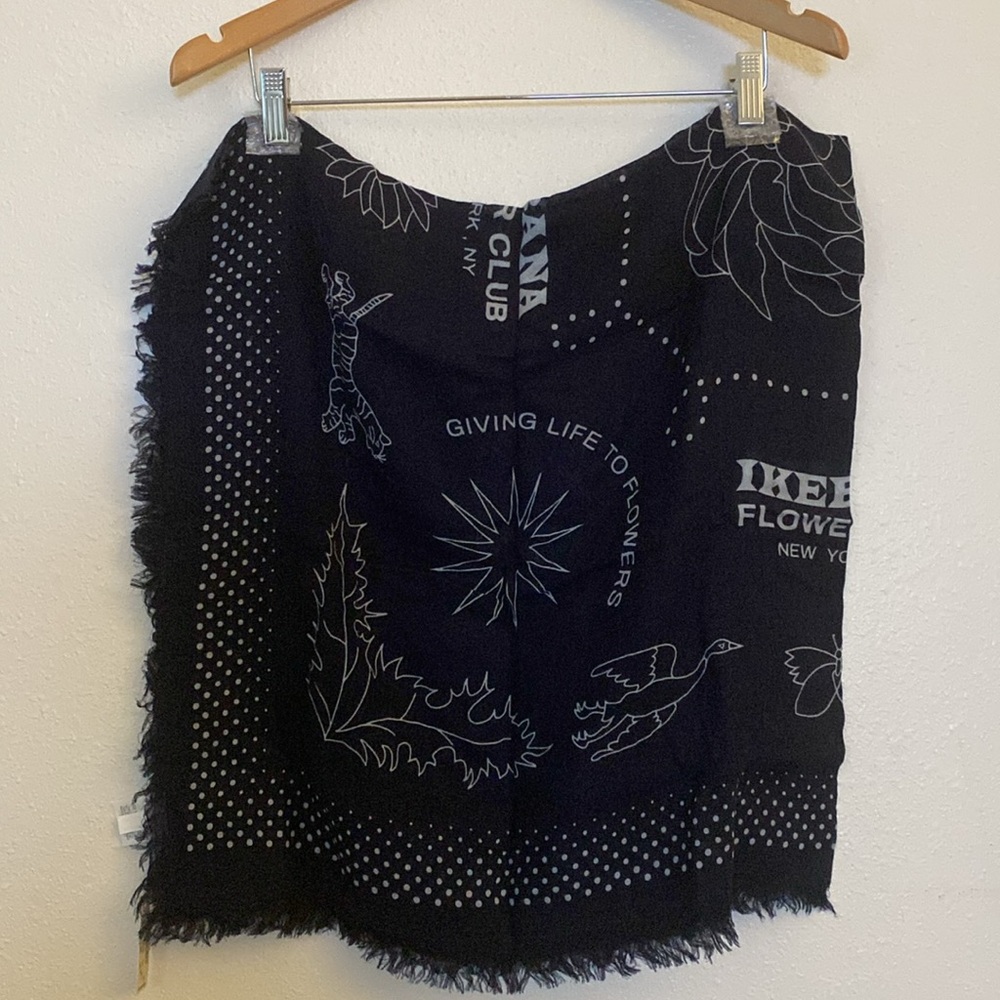 NWT Madewell Ikebana Flower Club Square Scarf Navy